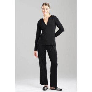 NEW Natori Womens Feathers Essential Lenzing Ecovero Viscose PJ Pajama Set Black